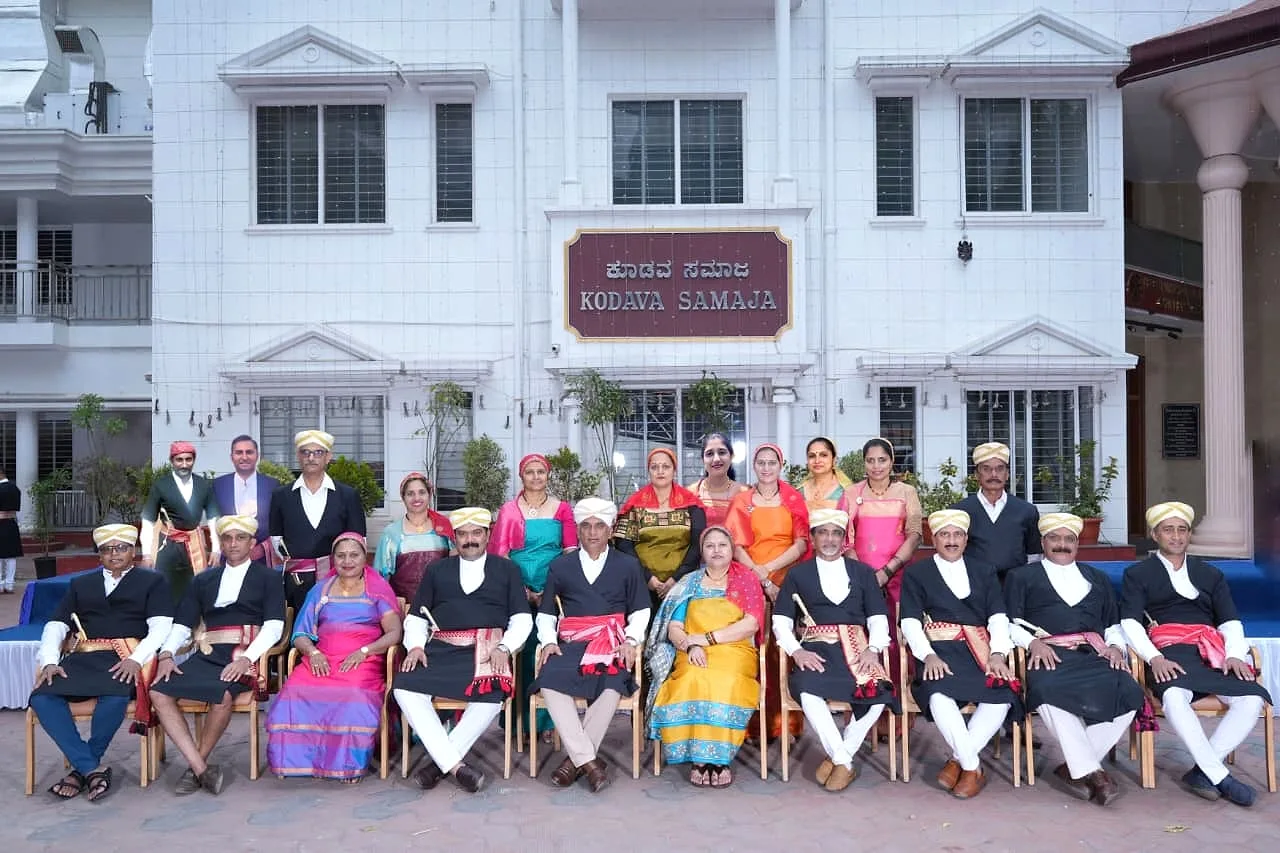 Members of the Kodava Samaja Education Fund, photographed together at the Samaja
