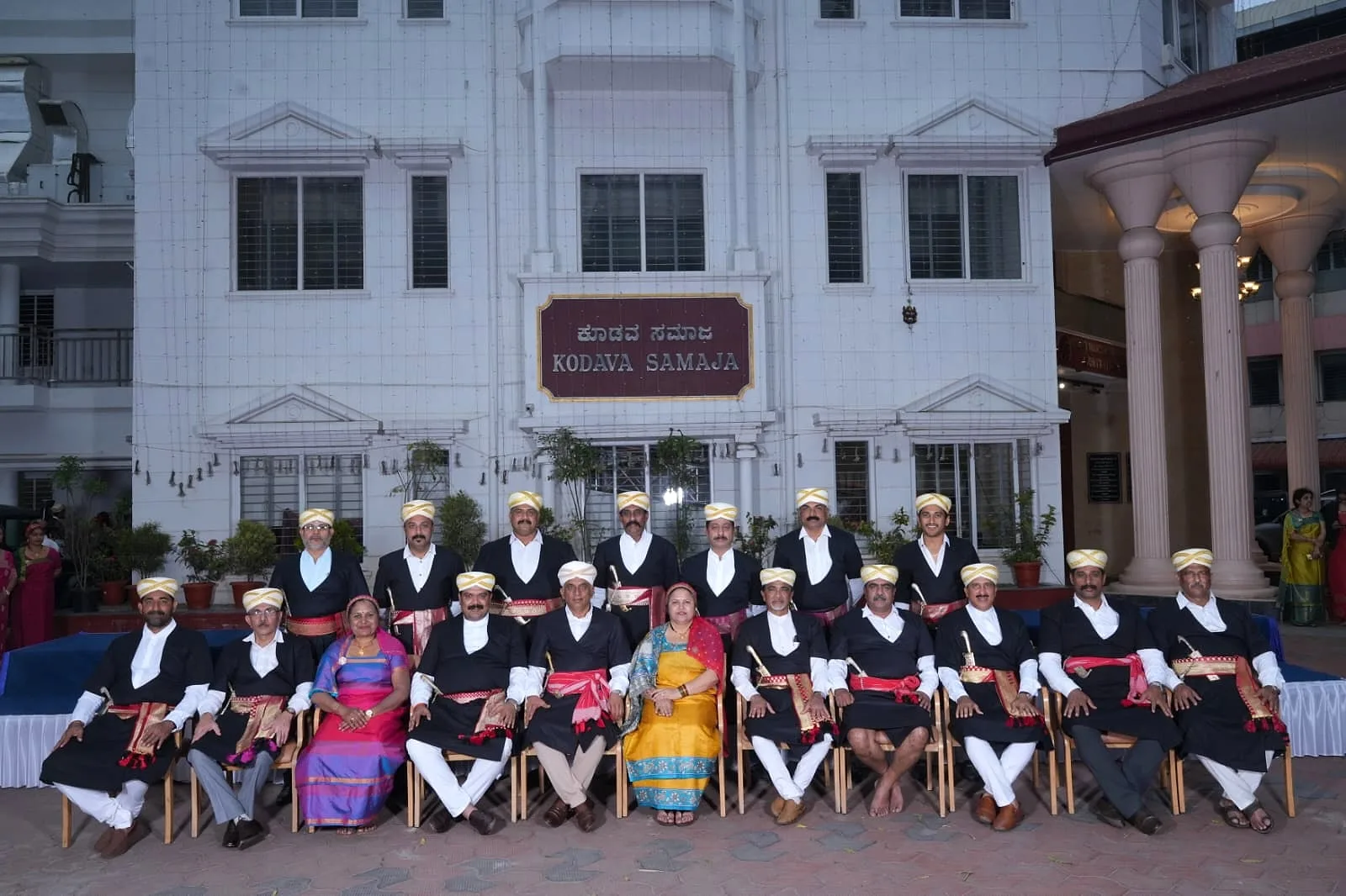 Members of the Kodava Samaja Sports & Recreation Club, photographed together at the Samaja